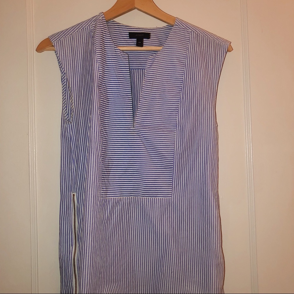 J. Crew Blue & White Stripe Tank With Zippers